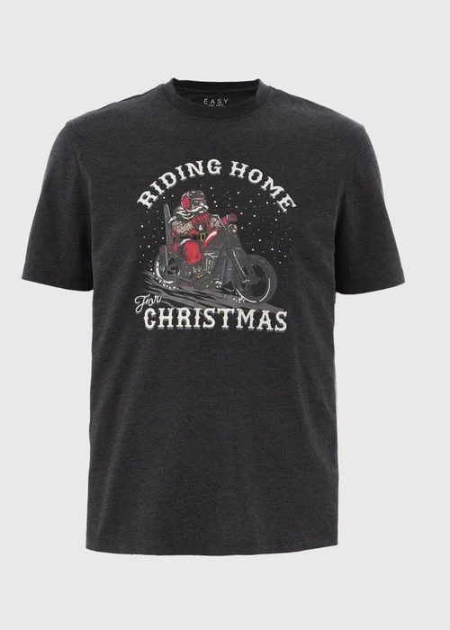 Charcoal Riding Home For Christmas T-Shirt - XS Image 4