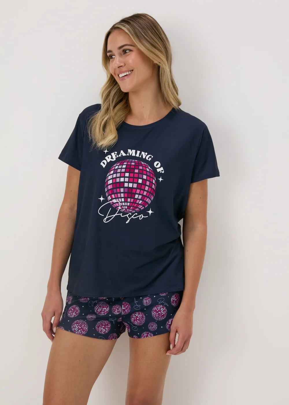 Navy Disco Print Pyjama Set - Extra small Image 1