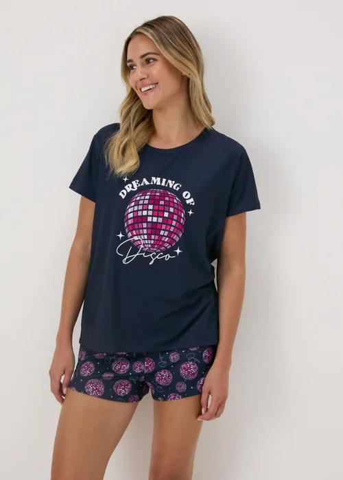 Navy Disco Print Pyjama Set - Extra small Image 1