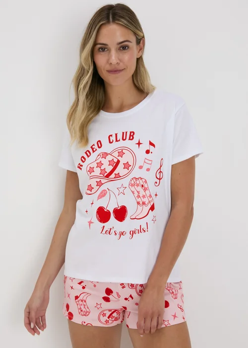 Pink Western Top & Short Pyjama Set - Extra small Image 1