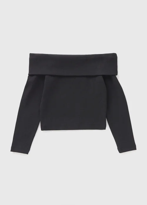 Girls Black Bardot Top (7-15yrs) - Age 7 Years Image 1