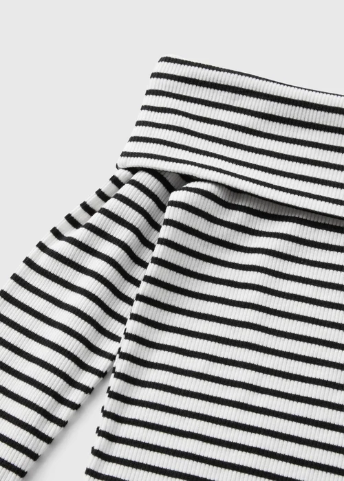 Girls White Striped Bardot Top (7-15yrs) - Age 7 Years Image 2