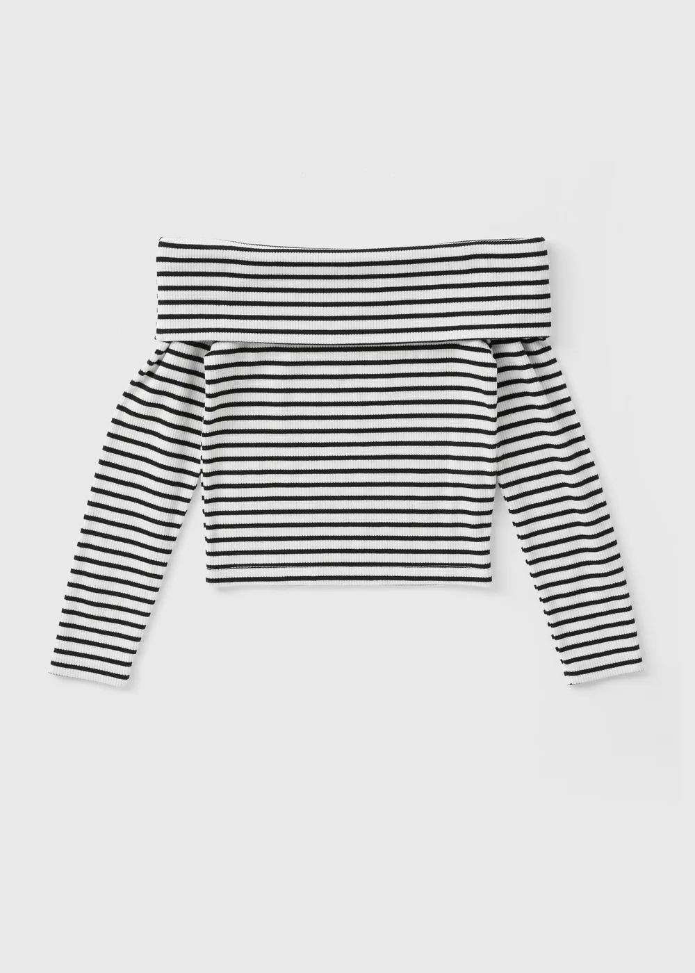 Girls White Striped Bardot Top (7-15yrs) - Age 7 Years Image 1