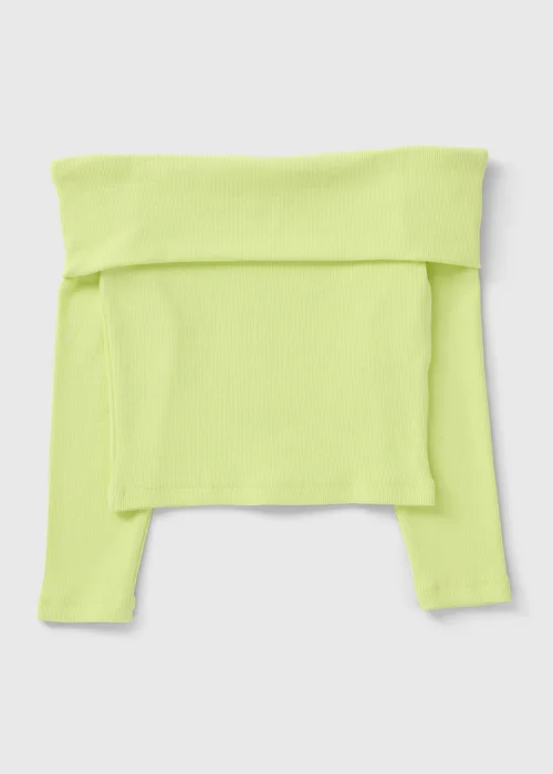 Girls Lime Bardot Top (7-15yrs) - Age 7 Years Image 1