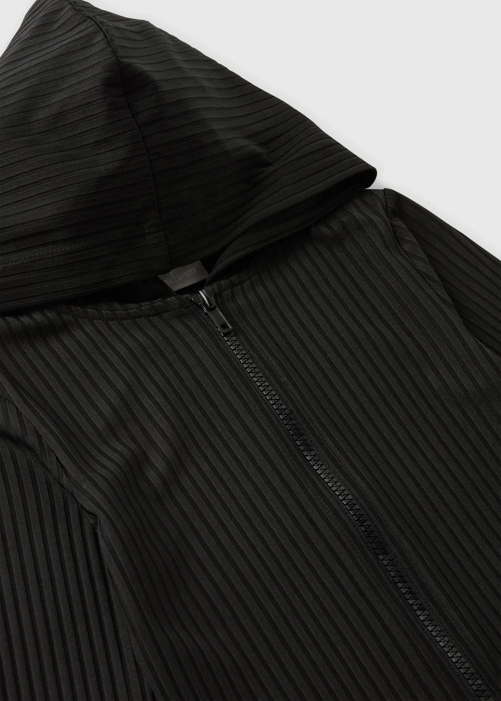 Girls Black Ribbed Zip Up Hoodie (7-15yrs) - Age 7 Years Image 2