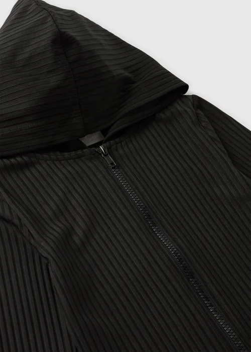Girls Black Ribbed Zip Up Hoodie (7-15yrs) - Age 7 Years Image 2