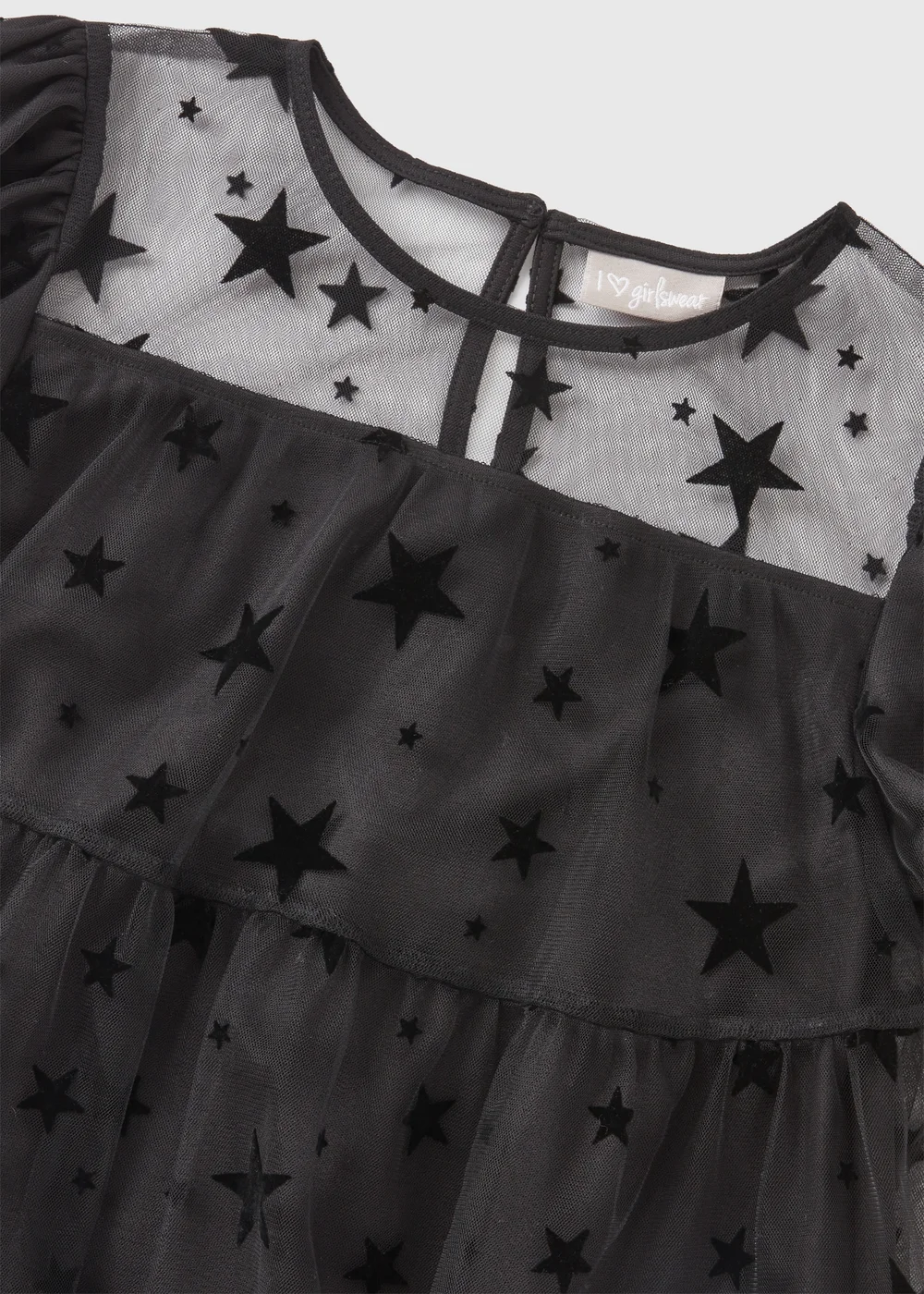 Girls Black Star Mesh Dress (7-15yrs) - Age 7 Years Image 2
