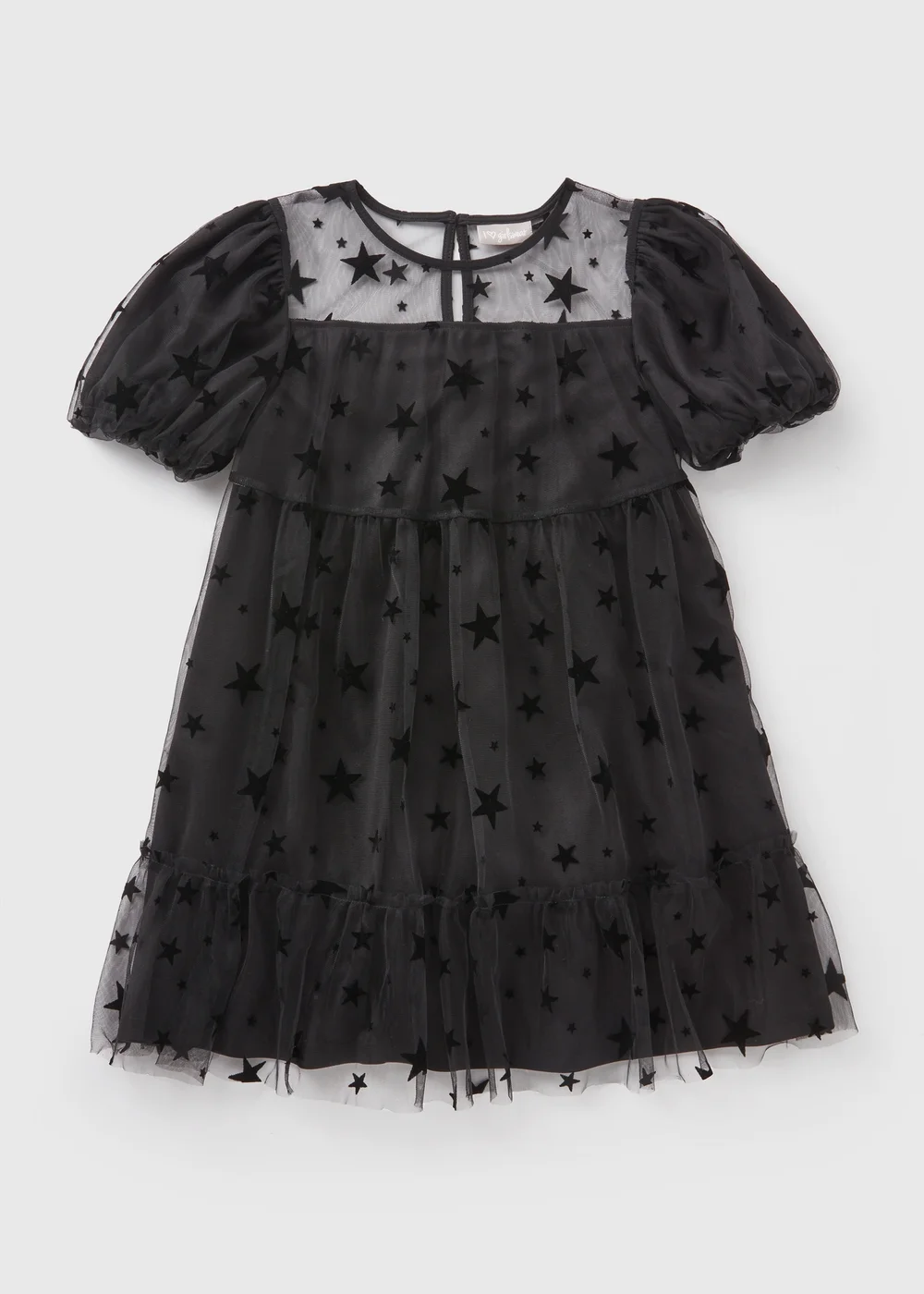 Girls Black Star Mesh Dress (7-15yrs) - Age 7 Years Image 1