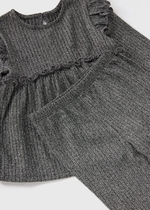 Girls Grey Ribbed Lurex Top & Flares Set (1-7yrs) - 1 half year to 2 Image 2