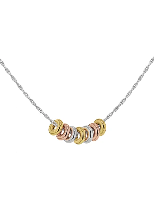 Golden Moments Sterling Silver 3-Colour Rings 'Prince of Wales' Chain Necklace - One Size Image 1