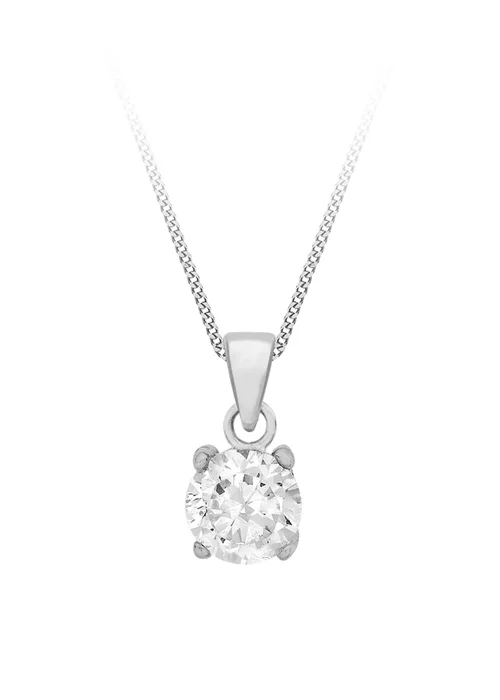 Golden Moments Sterling Silver Round CZ Necklace - One Size Image 1