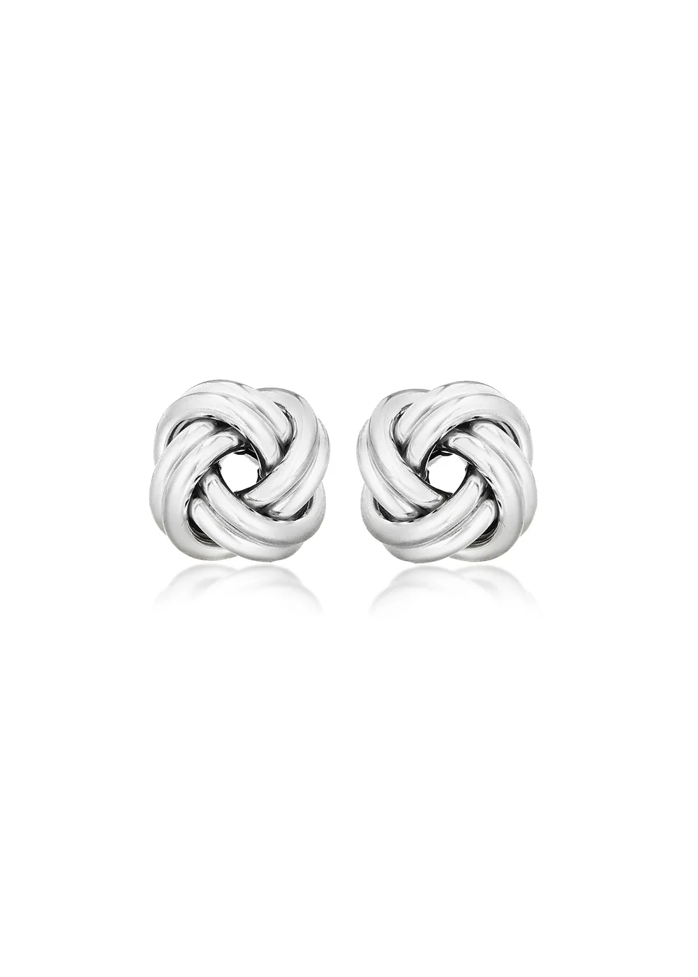Golden Moments Sterling Silver Large Double-Knot Stud Earrings - One Size Image 1