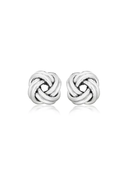 Golden Moments Sterling Silver Large Double-Knot Stud Earrings - One Size Image 1