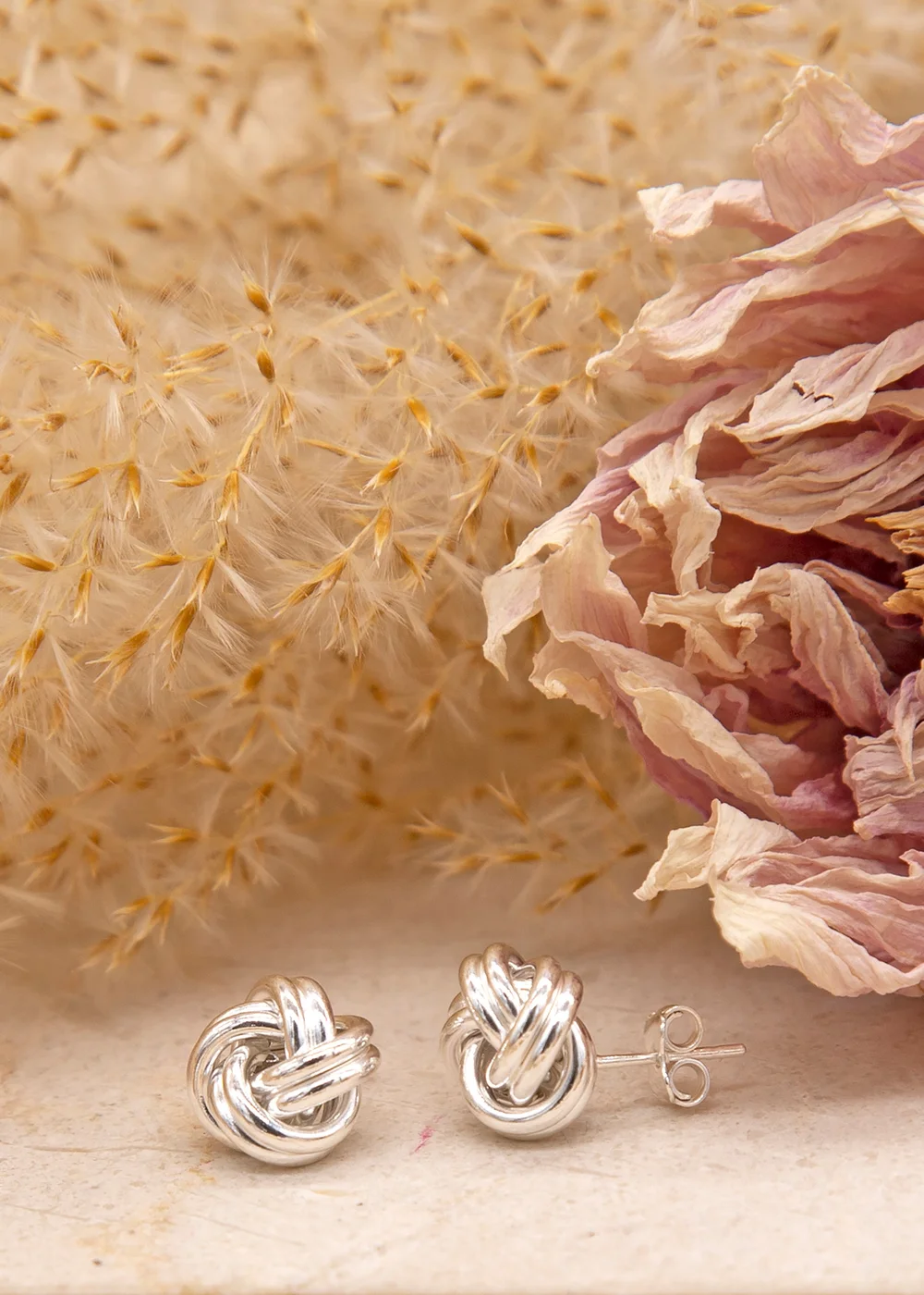 Golden Moments Sterling Silver Large Double-Knot Stud Earrings - One Size Image 2