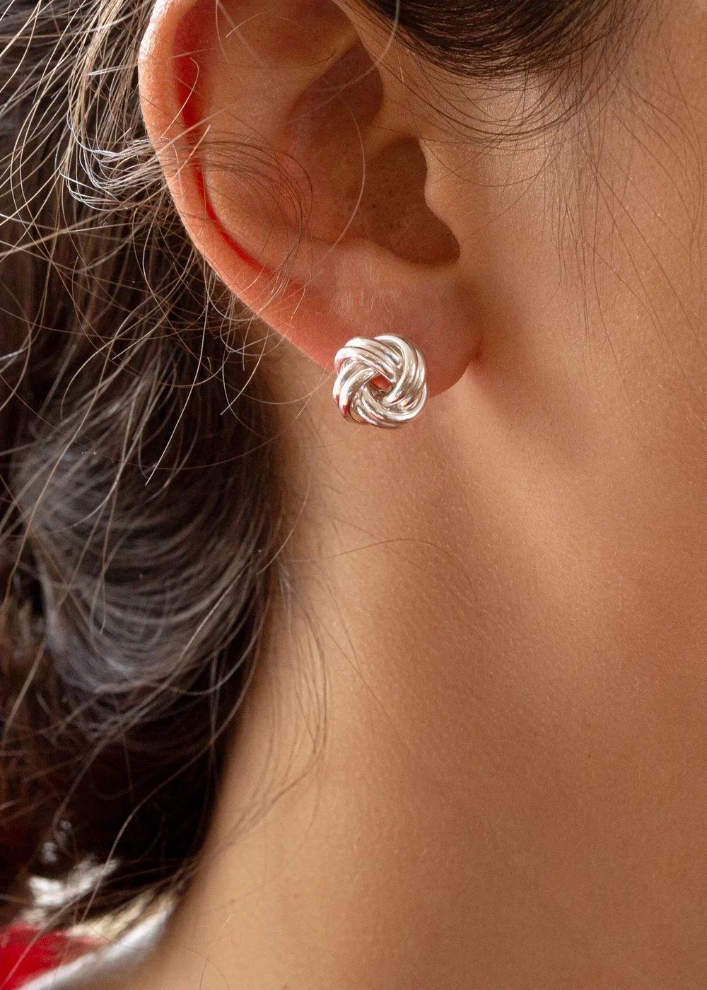 Golden Moments Sterling Silver Large Double-Knot Stud Earrings - One Size Image 3