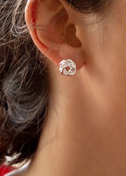 Golden Moments Sterling Silver Large Double-Knot Stud Earrings - One Size Image 3