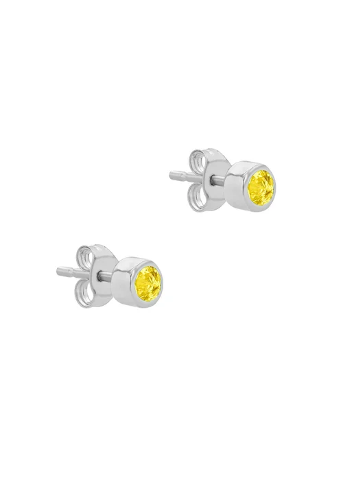 Golden Moments Sterling Silver CZ November Birthstone Stud Earrings - One Size Image 2