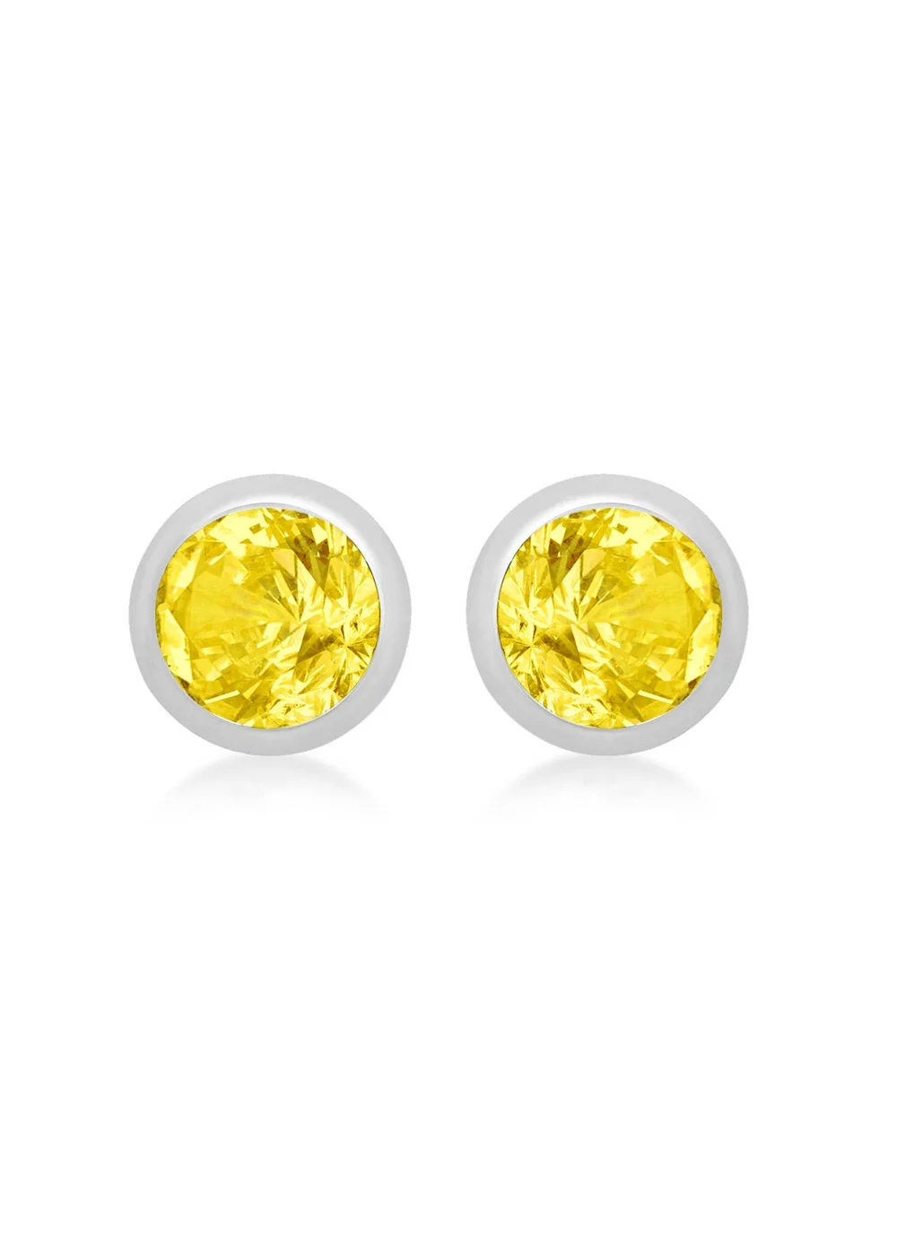 Golden Moments Sterling Silver CZ November Birthstone Stud Earrings - One Size Image 1