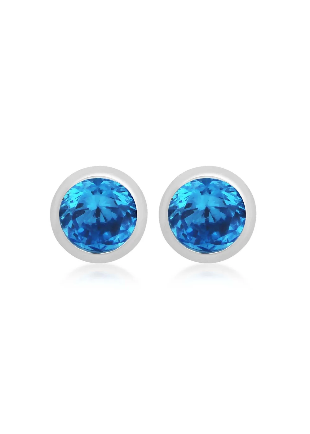 Golden Moments Sterling Silver CZ December Birthstone Stud Earrings - One Size Image 1