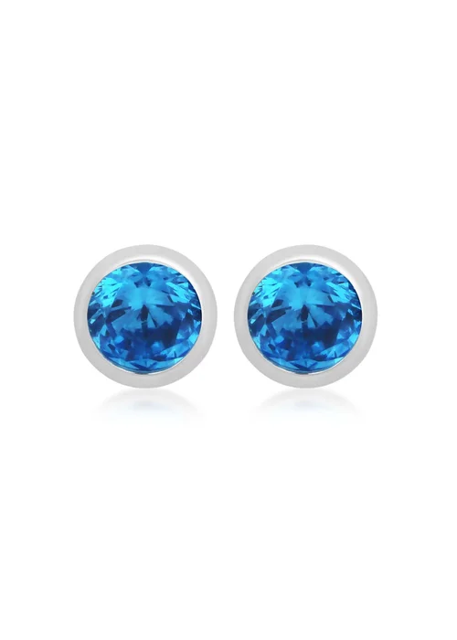 Golden Moments Sterling Silver CZ December Birthstone Stud Earrings - One Size Image 1