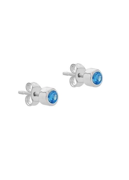 Golden Moments Sterling Silver CZ December Birthstone Stud Earrings - One Size Image 2