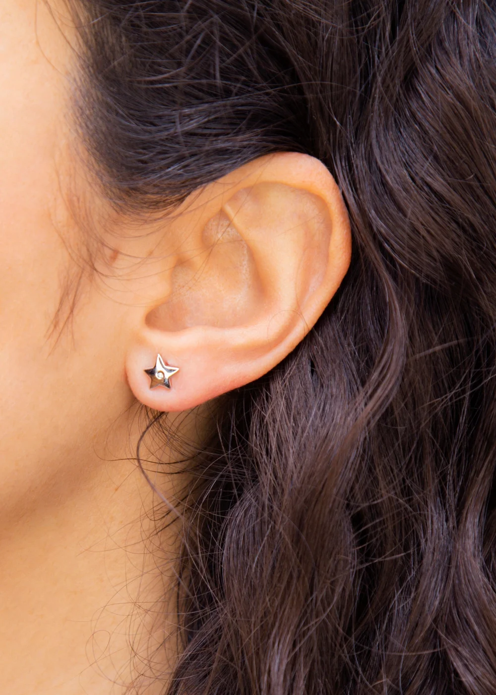 Golden Moments Sterling Silver Diamond Star Stud Earrings - One Size Image 4