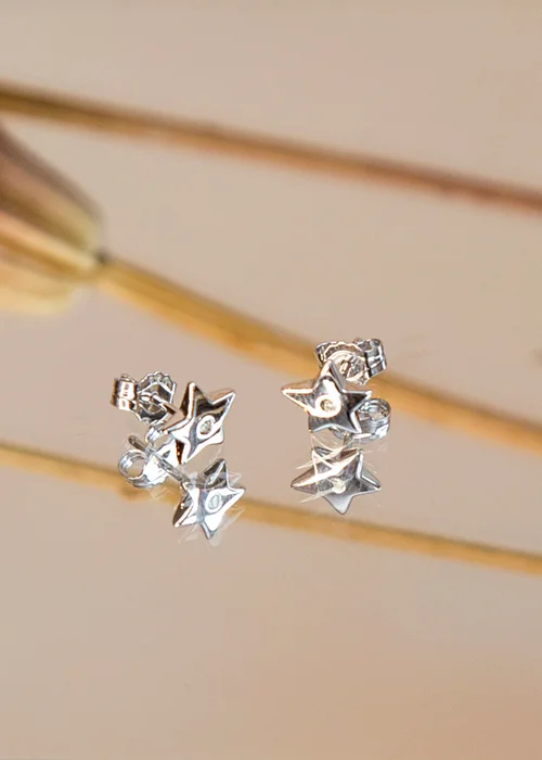 Golden Moments Sterling Silver Diamond Star Stud Earrings - One Size Image 2