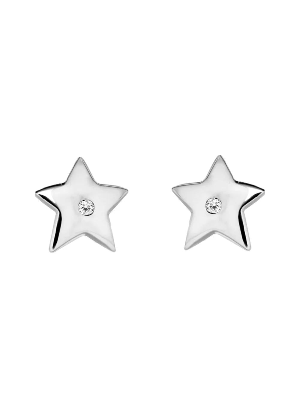 Golden Moments Sterling Silver Diamond Star Stud Earrings - One Size Image 1