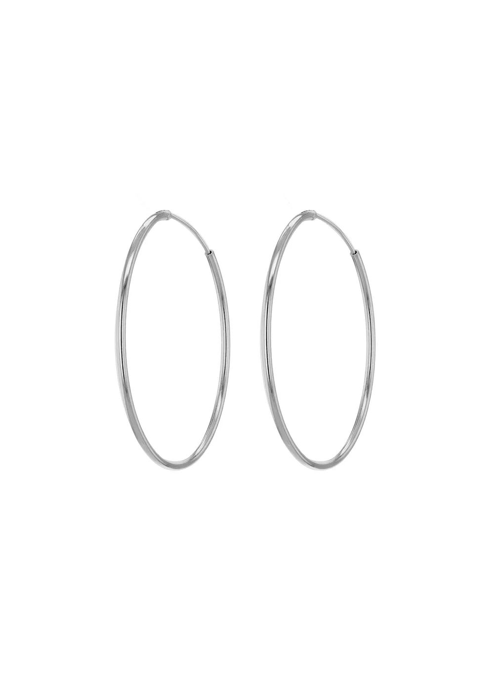 Golden Moments Sterling Silver Plain Hoop Earrings (35mm) - One Size Image 2