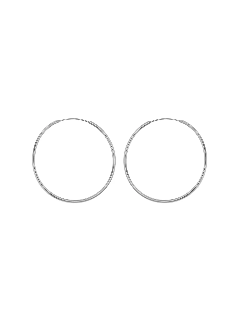 Golden Moments Sterling Silver Plain Hoop Earrings (35mm) - One Size Image 1