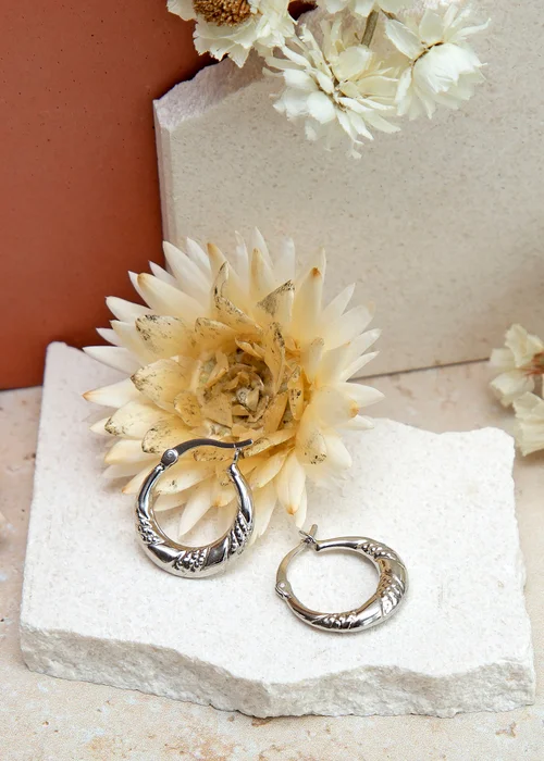 Golden Moments Sterling Silver Rope Hoop Earrings - One Size Image 2