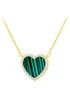 Golden Moments Yellow Gold Plated Heart Malachite and CZ Necklace - One Size Image 1
