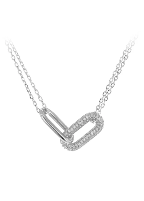 Golden Moments Sterling Silver CZ Chain Link Necklace - One Size Image 1