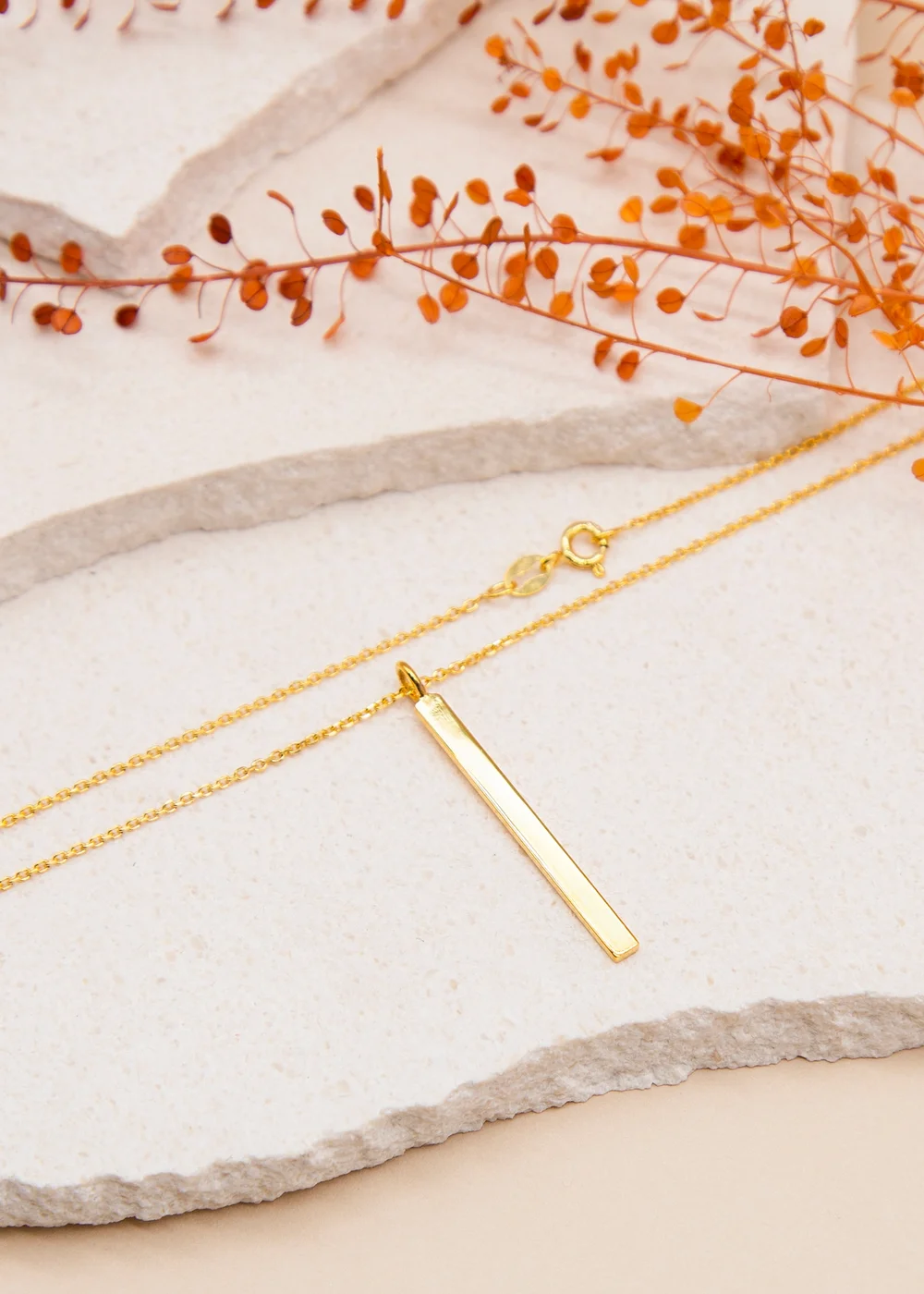 Golden Moments Yellow Gold Plated Vertical Bar Necklace - One Size Image 2