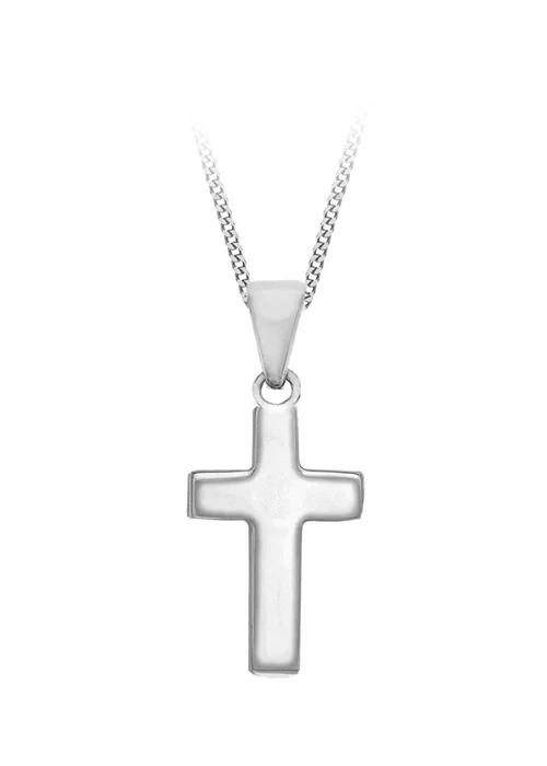 Golden Moments Sterling Silver Plain Cross Pendant - One Size Image 1