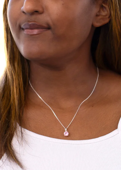 Golden Moments Pink Round Pink CZ Necklace - One Size Image 3
