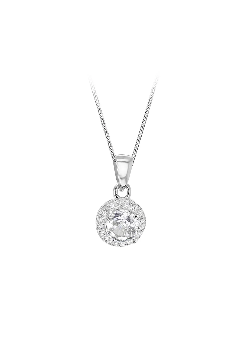 Golden Moments Sterling Silver CZ Halo Necklace - One Size Image 1