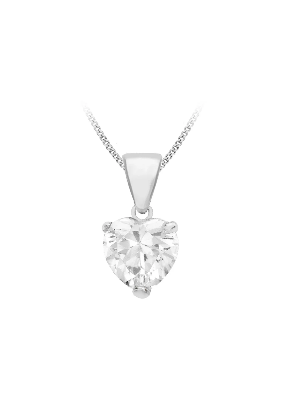 Golden Moments Sterling Silver White CZ Heart Necklace - One Size Image 1