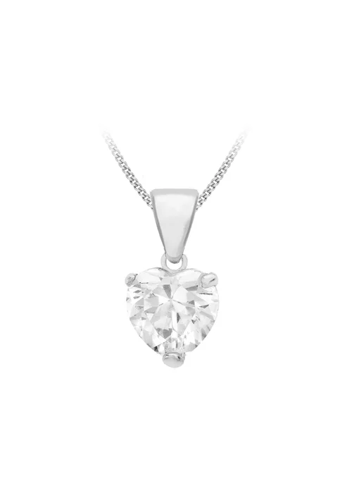 Golden Moments Sterling Silver White CZ Heart Necklace - One Size Image 1