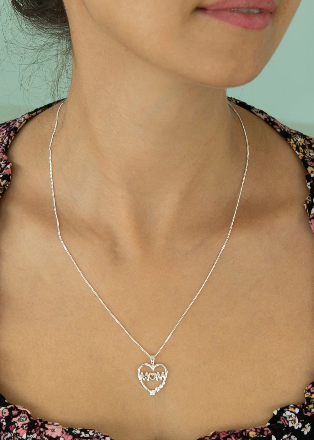 Golden Moments Sterling Silver CZ 'Mum' Heart Necklace - One Size Image 3