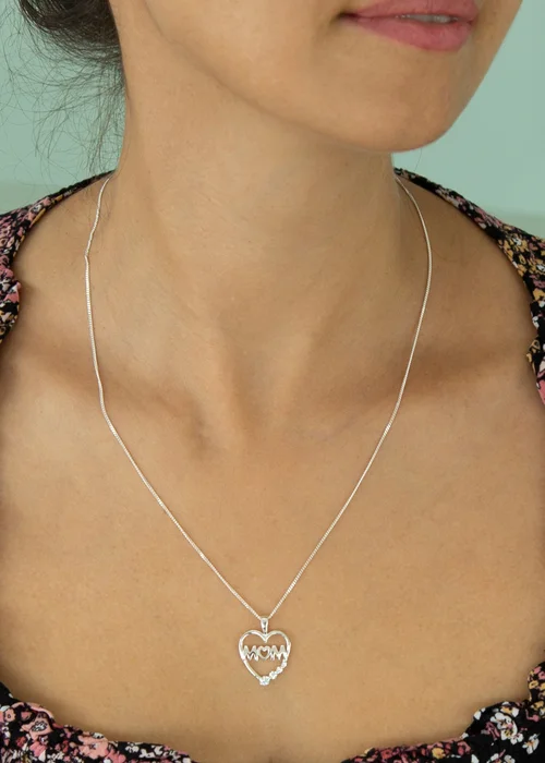 Golden Moments Sterling Silver CZ 'Mum' Heart Necklace - One Size Image 3