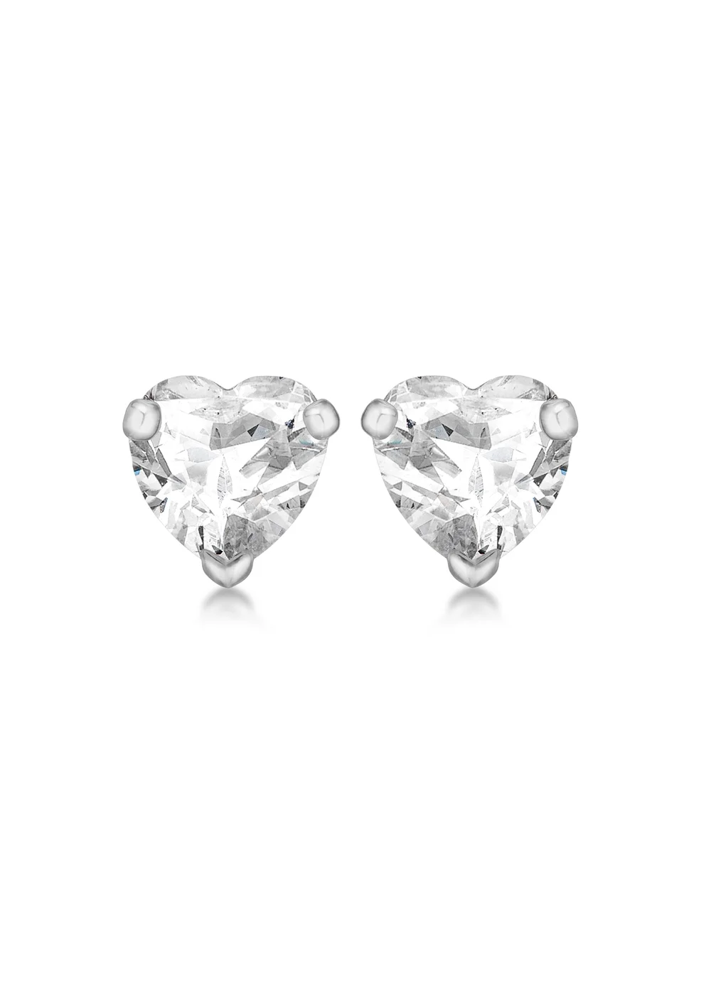 Golden Moments Sterling Silver Heart White CZ Stud Earrings - One Size Image 1