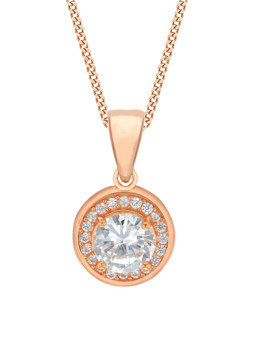 Golden Moments Rose Gold Plated CZ Halo Necklace - One Size Image 1
