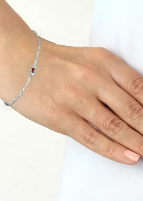 Golden Moments Sterling Silver CZ January Birthstone Bracelet - One Size Image 2