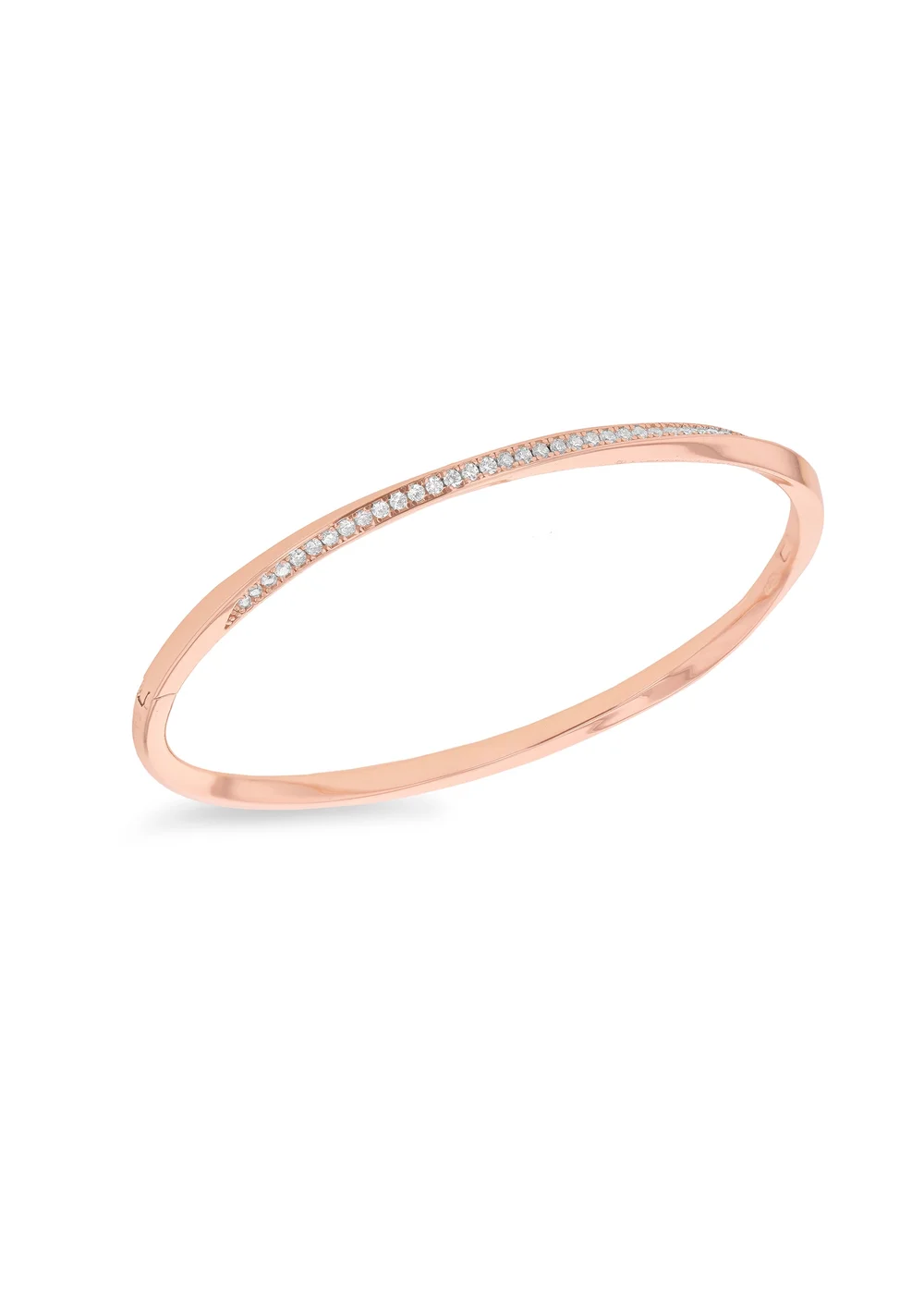 Golden Moments Rose Gold Plated CZ Twisted-Band Bangle - One Size Image 1