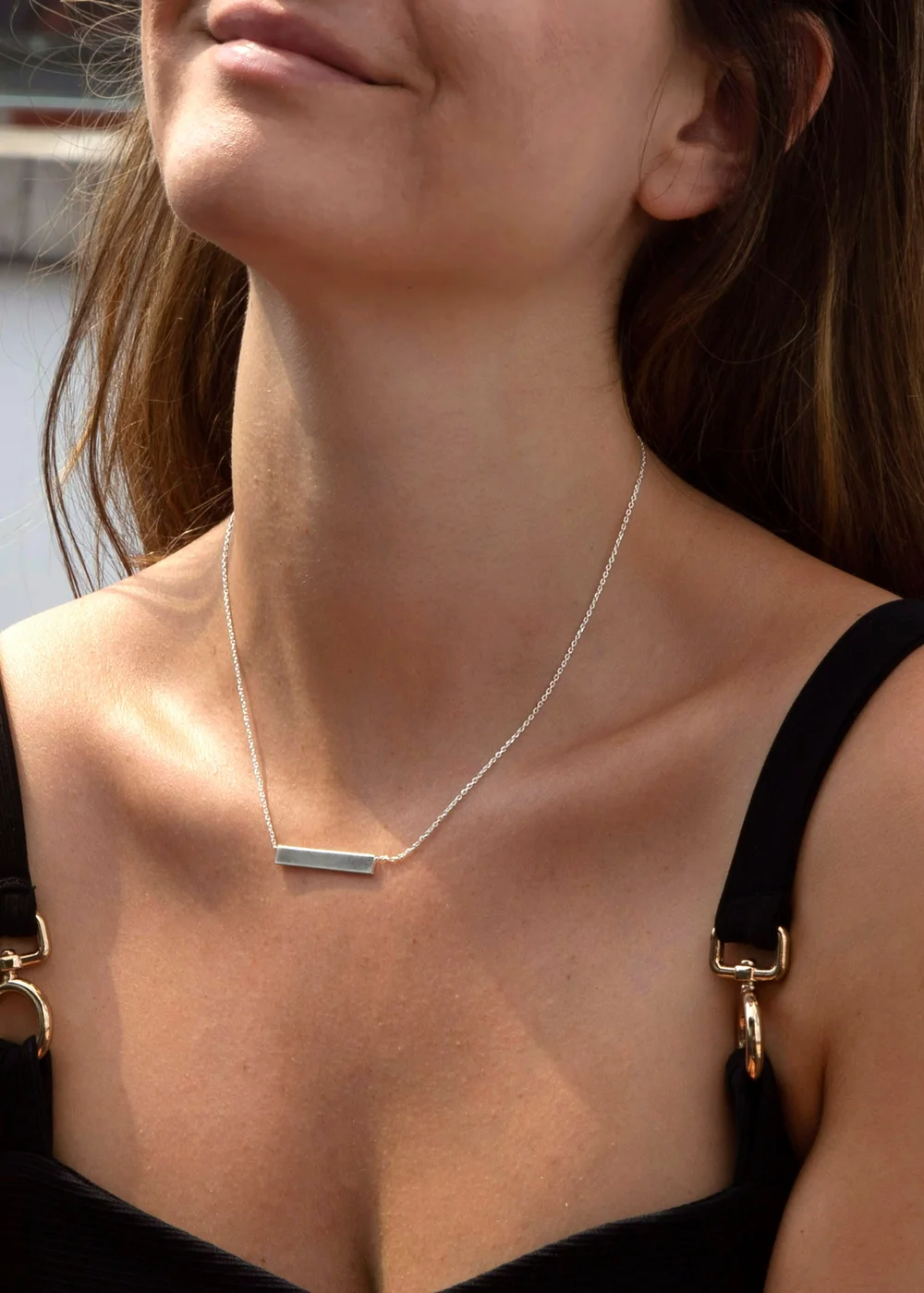 Golden Moments Sterling Silver Horizontal-Bar Necklace - One Size Image 3