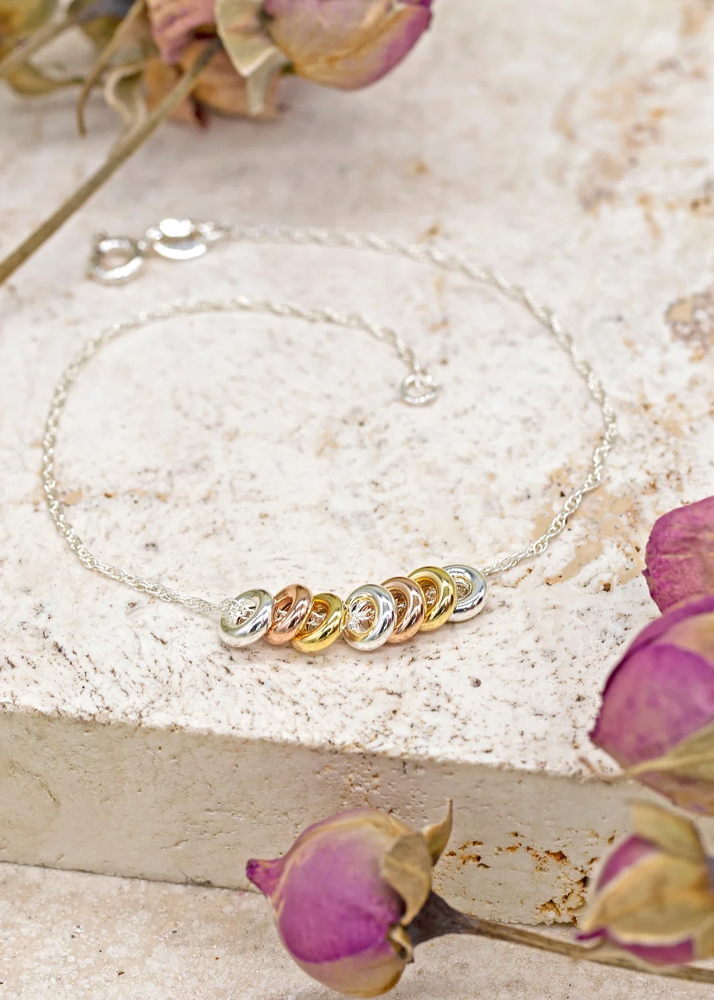 Golden Moments Sterling Silver 'Lucky Rings' Chain Bracelet - One Size Image 2