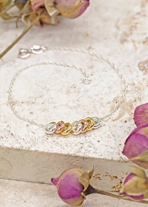 Golden Moments Sterling Silver 'Lucky Rings' Chain Bracelet - One Size Image 2