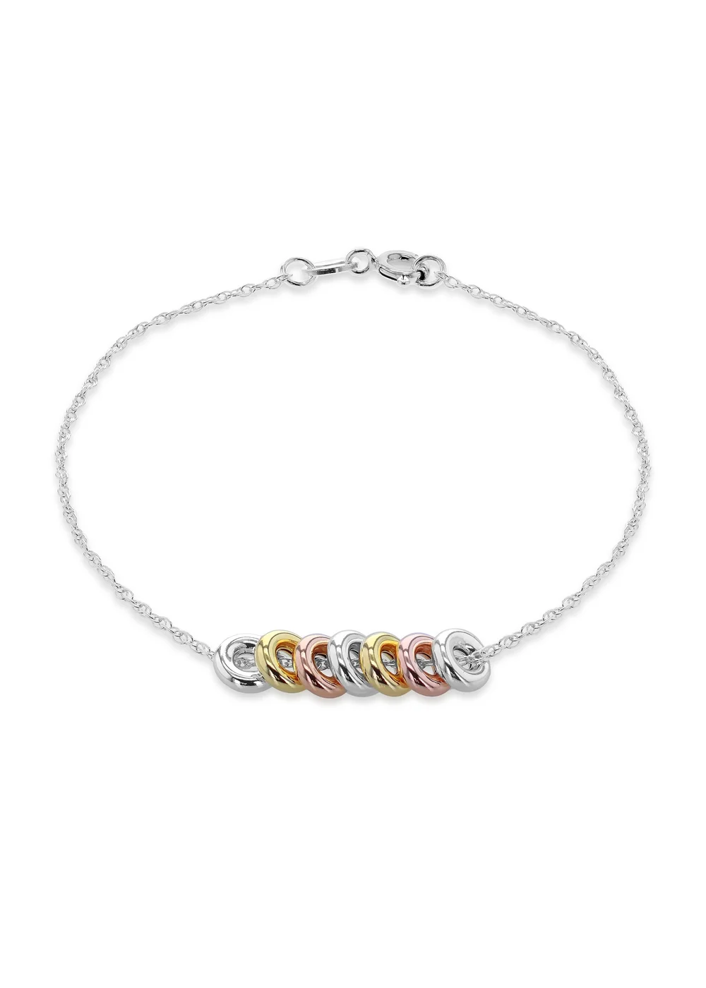 Golden Moments Sterling Silver 'Lucky Rings' Chain Bracelet - One Size Image 1