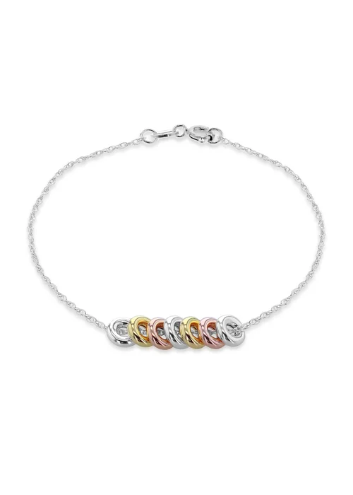 Golden Moments Sterling Silver 'Lucky Rings' Chain Bracelet - One Size Image 1